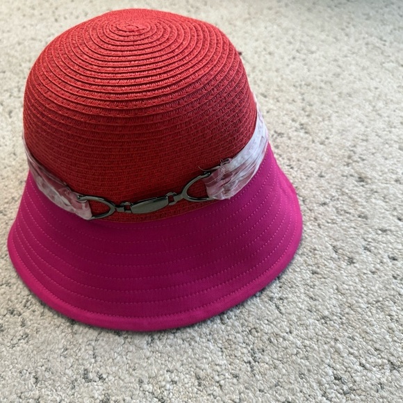 Badgley Mischka Vibrant Red and Pink Hat - Picture 5 of 14